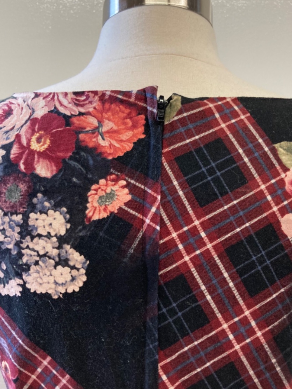 ModCloth Retro A Line Sweetheart Dress Pocket Brown Floral Plaid Country Cottage - Picture 3 of 10